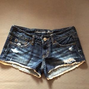 American Eagle jean shorts with lace trim